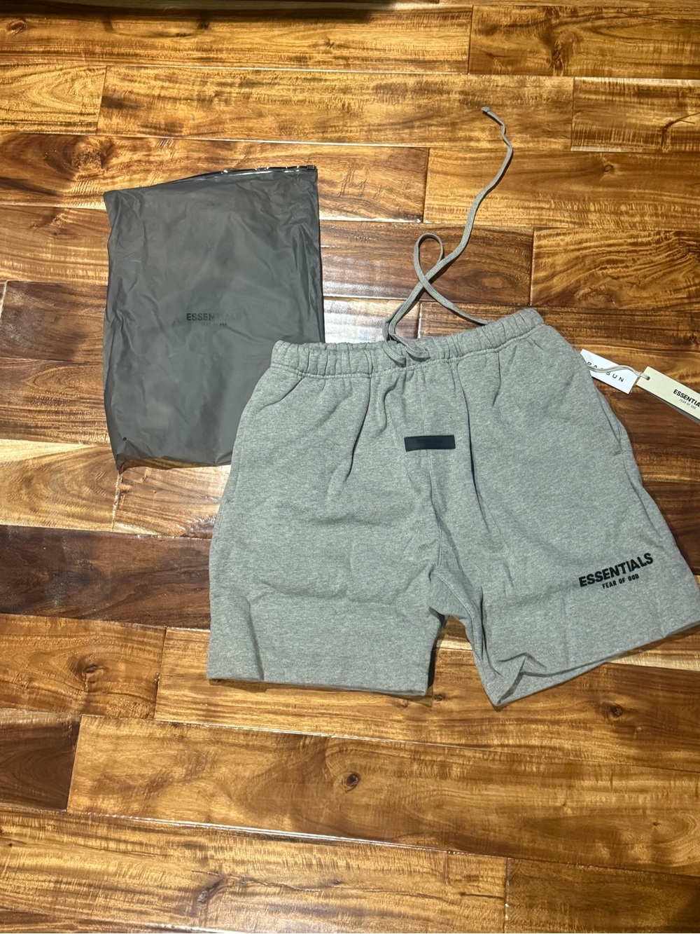 Essentials Dark Oat Athletic Drawstring Shorts